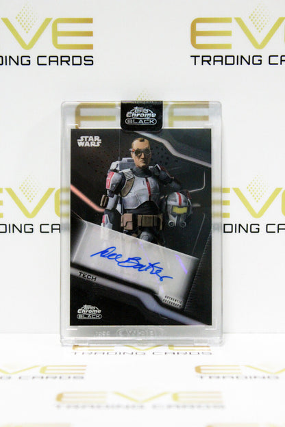 Topps Chrome Black Star Wars Dee Bradley Baker as Tech Autographed Slabbed Card