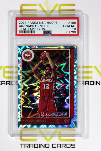 Graded Basketball Card #188 2021 NBA Hoops De'Andre Hunter Teal Explosion PSA 10