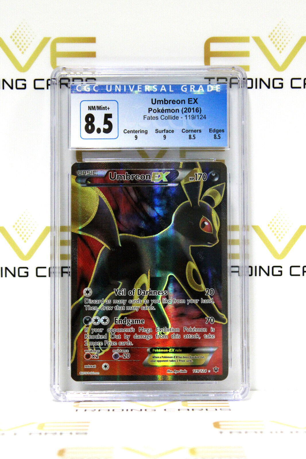 Graded Pokemon Card - #119/124 2016 Umbreon EX Fates Collide - CGC 8.5