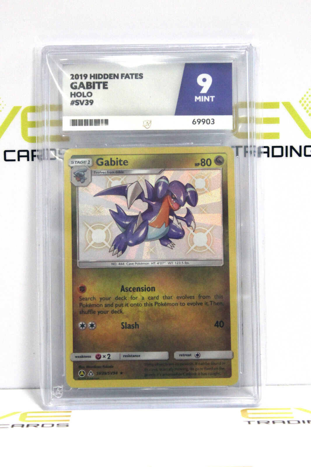 Graded Pokémon Card - #SV39/SV94 2019 Gabite Hidden Fates Holo - Ace 9