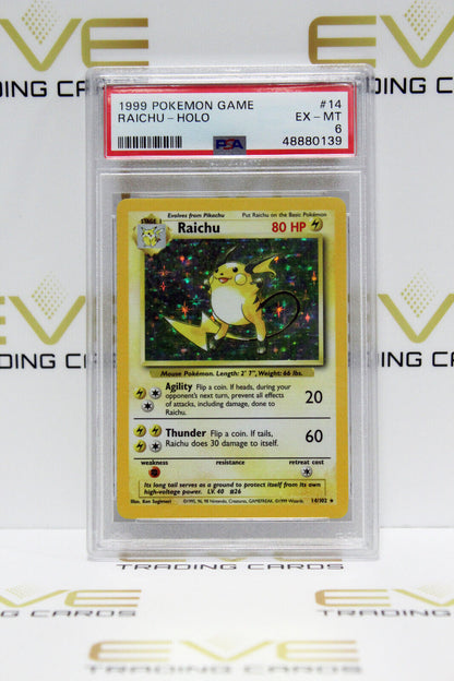 Graded Pokemon Card - 14/102 1999 Raichu Holo - PSA 6