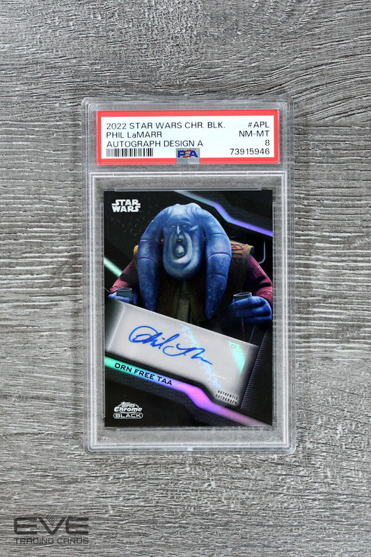 2022 Topps Star Wars Chrome Black #A-PL Phil LaMarr as Orn Free Taa Auto - PSA 8