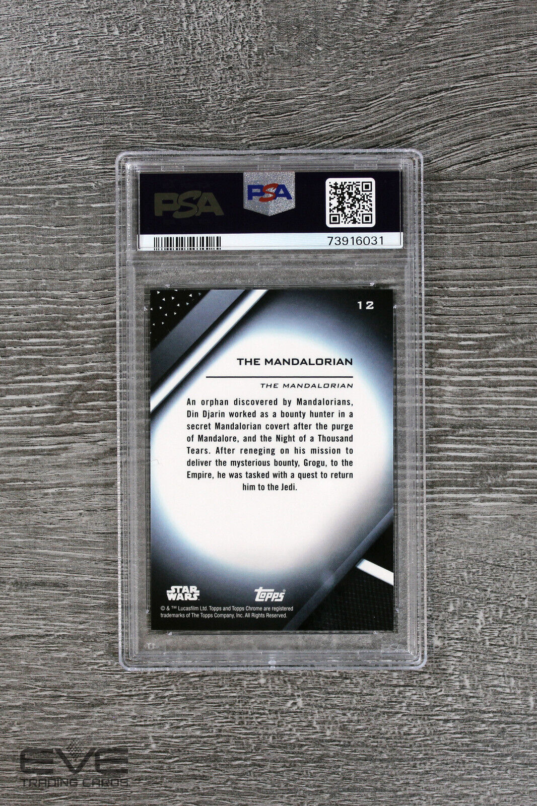 2022 Topps Star Wars Chrome Black #12 The Mandalorian Base Card - PSA 10