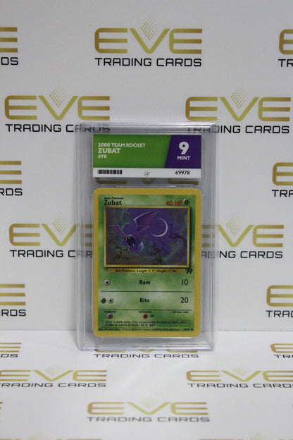 Graded Pokemon Card - #70/82 2000 Team Rocket Zubat - Ace 9