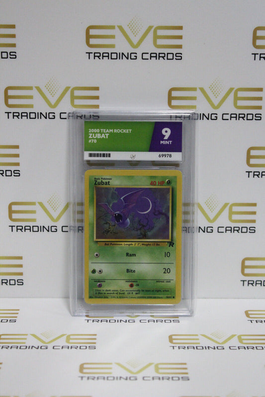 Graded Pokemon Card - #70/82 2000 Team Rocket Zubat - Ace 9