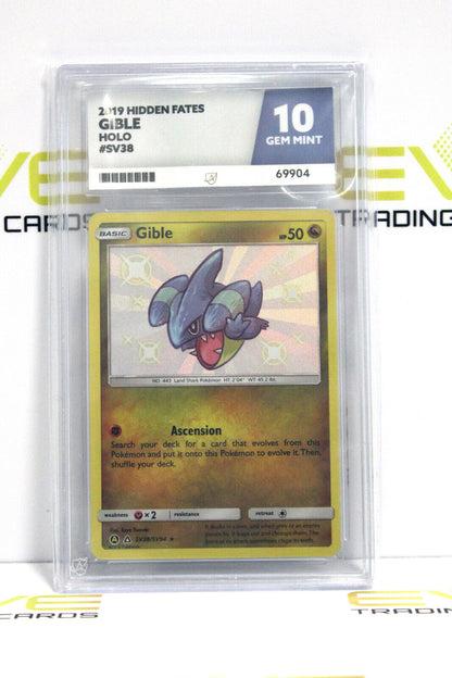 Graded Pokémon Card - #SV38/SV94 2019 Gible Hidden Fates Holo - Ace 10