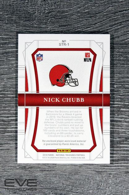 2019 Panini National Treasures NFL Card #STR-1 Nick Chubb Patch /99 NM/M