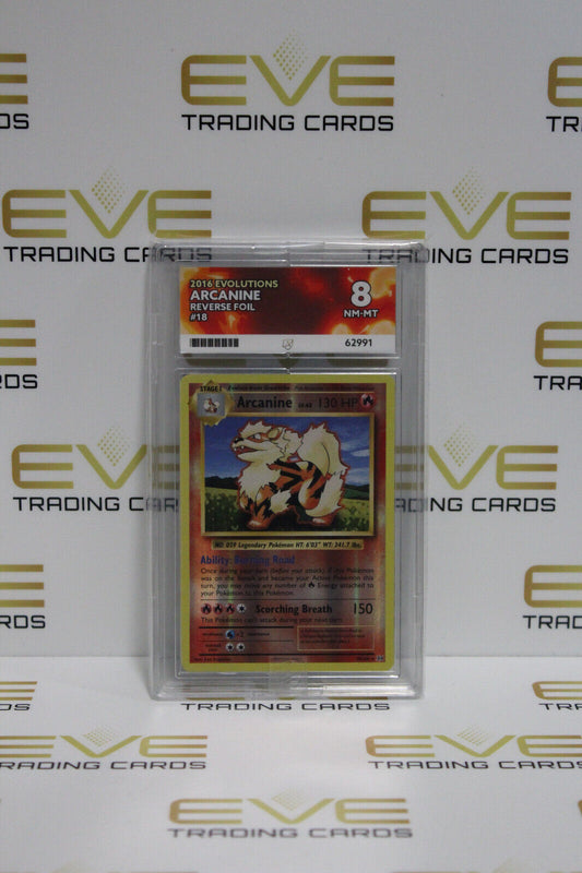 Graded Pokemon Card - #18/108 2016 Evolutions Arcanine Reverse Foil - Ace 8