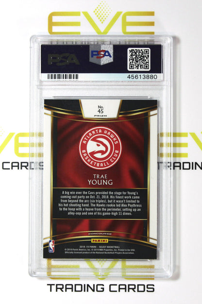 Graded Basketball Card 2018 Panini Select #45 Trae Young Tri-Color Prizm -PSA 10