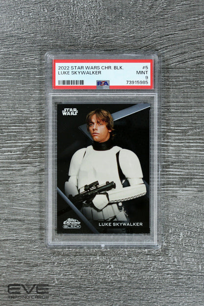 2022 Topps Star Wars Chrome Black #5 Luke Skywalker Base Card - PSA 9