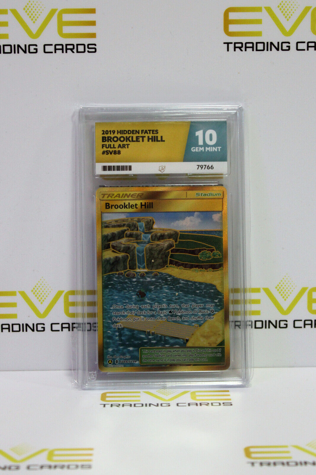 Graded Pokemon Card- #SV88/SV94 2019 Hidden Fates Brooklet Hill Full Art -Ace 10