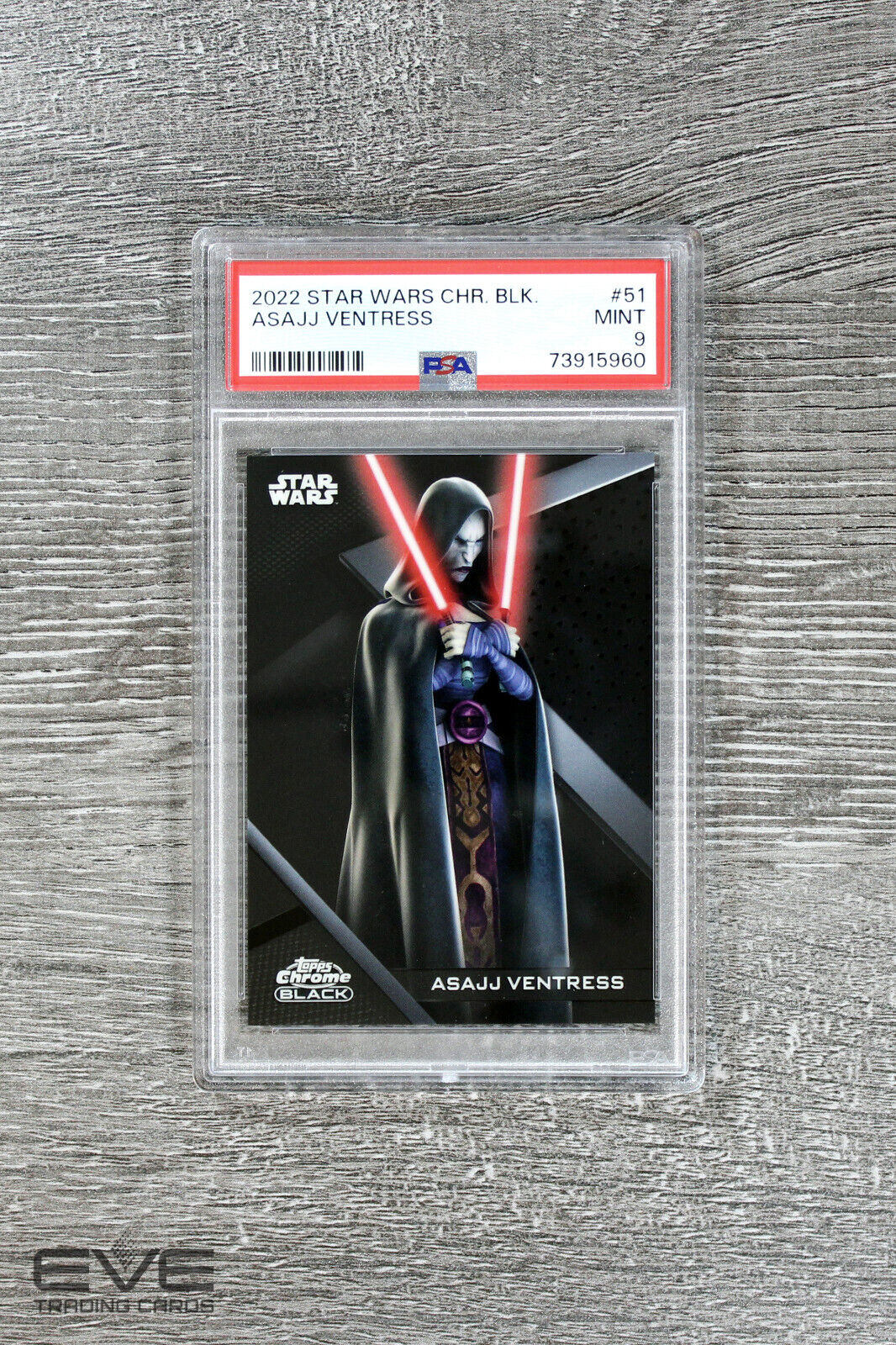 2022 Topps Star Wars Chrome Black #51 Asajj Ventress Base Card - PSA 9