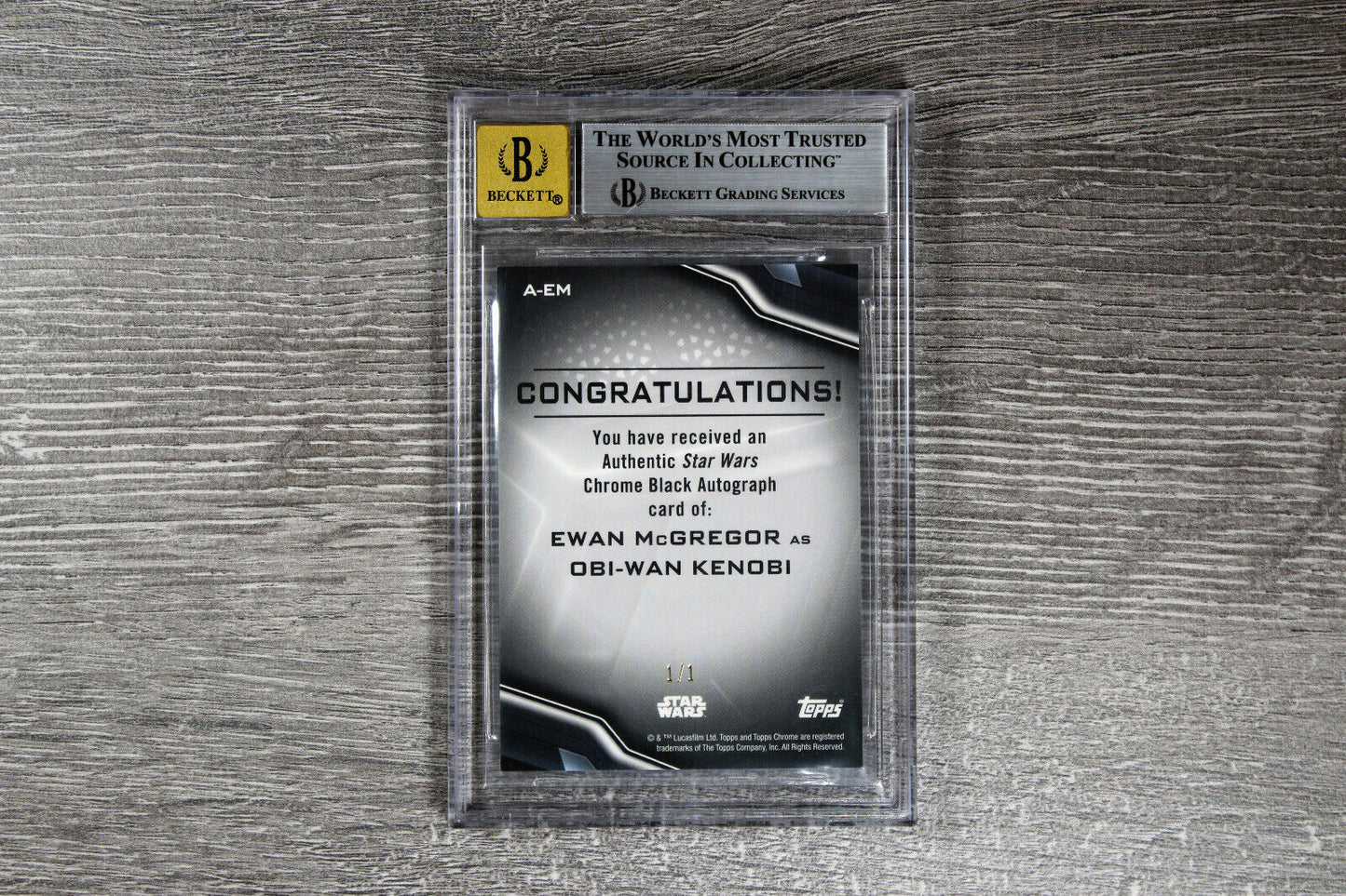 Topps Chrome Black Star Wars Ewan McGregor Autograph Card A-EM - 1 of 1 - BGS 9