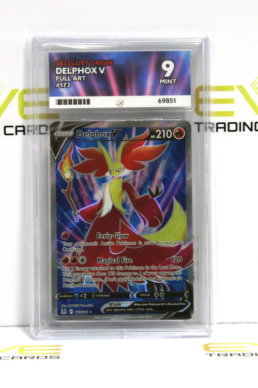 Graded Pokémon Card - #173/196 2022 Delphox V Lost Origin Full Art - Ace 9