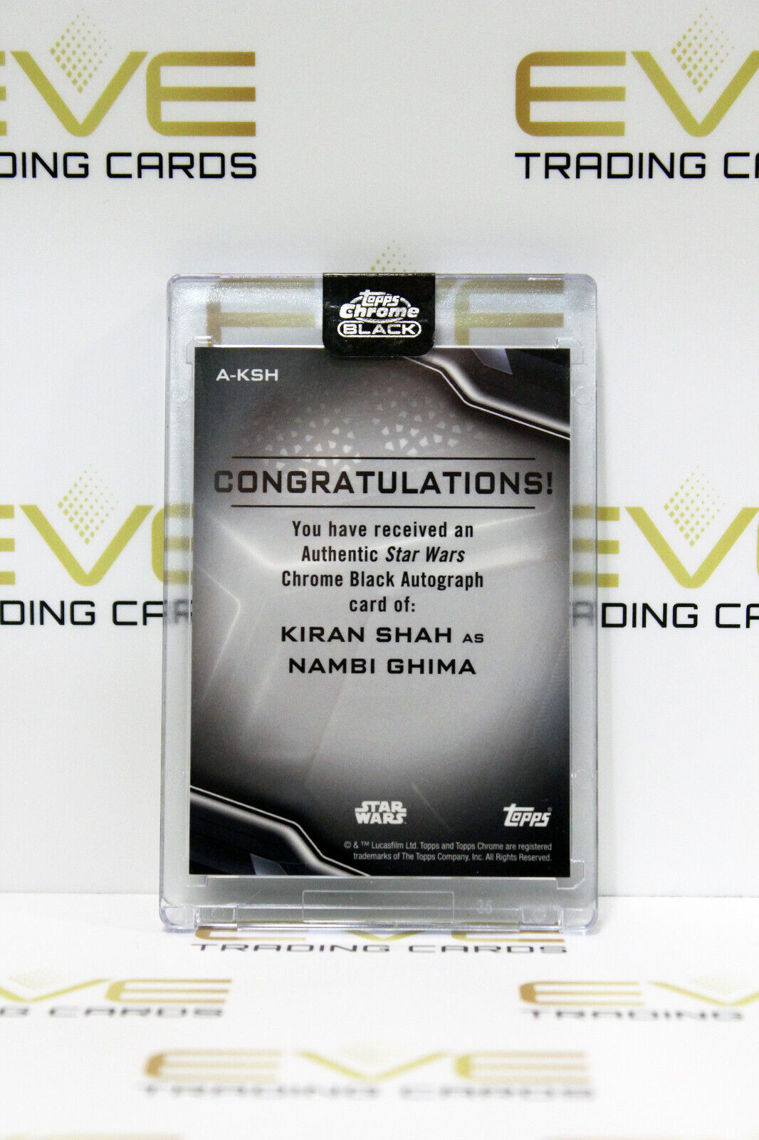 Topps Chrome Black Star Wars Kiran Shah/Nambi Ghima Autographed Slabbed Card