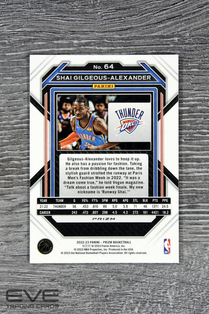 2023 Panini Silver Prizm Basketball Card #64 Shae Gilgeous-Alexander - NM/M