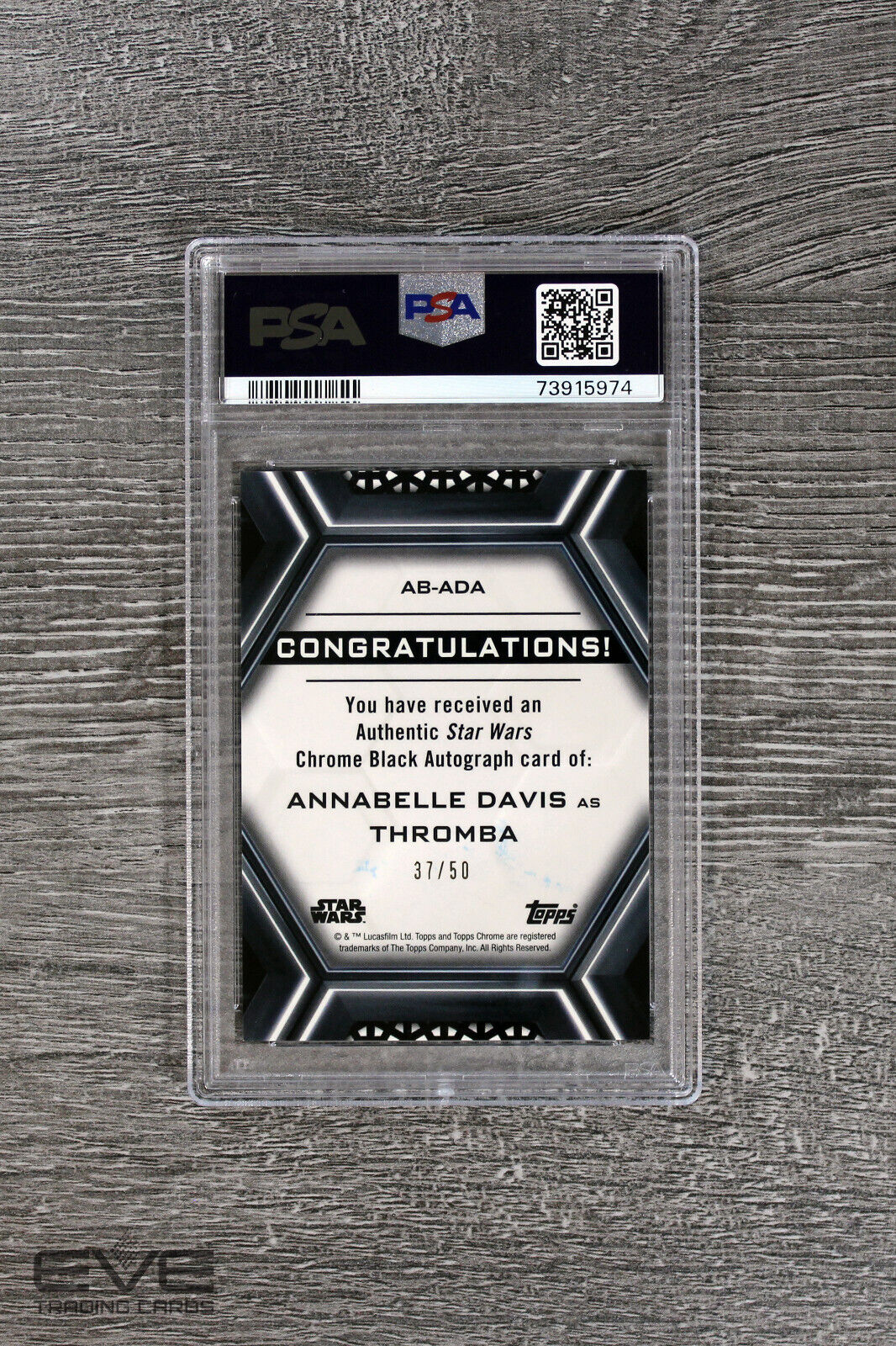 2022 Topps Star Wars Chrome Black #AB-ADA Annabelle Davis Thromba Auto /50 PSA 9