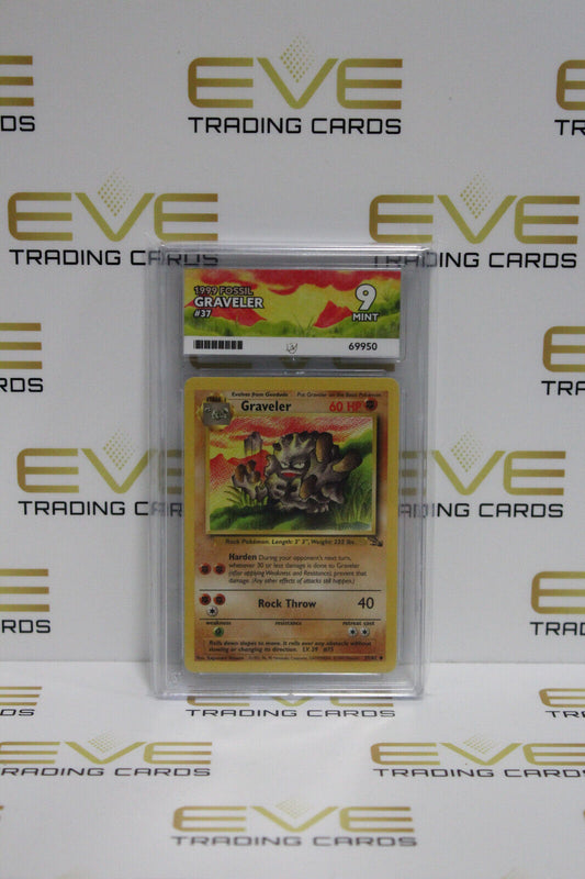 Graded Pokemon Card - #37/62 1999 Fossil Graveler - Ace 9