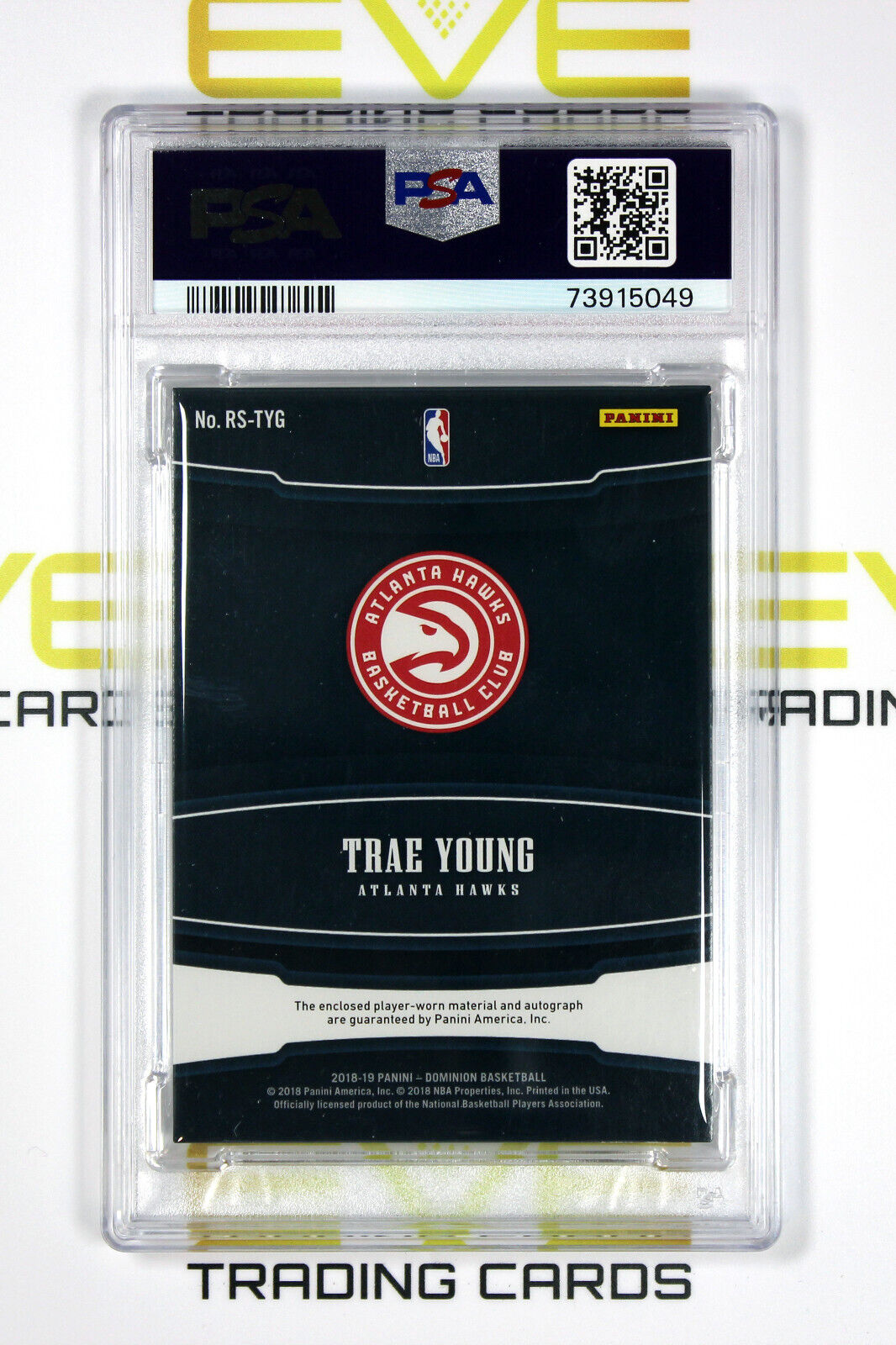 2018 Panini Dominion Basketball Card RS-TYG Trae Young Rookie Showcase /49 PSA 9