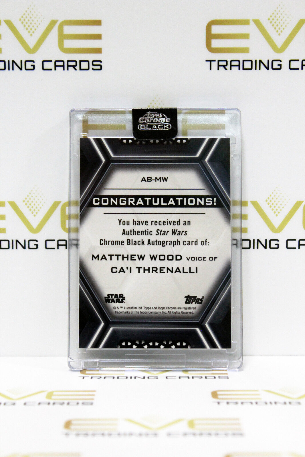 Topps Chrome Black Star Wars Matthew Wood/Ca'i Threnalli Auto Slabbed Card