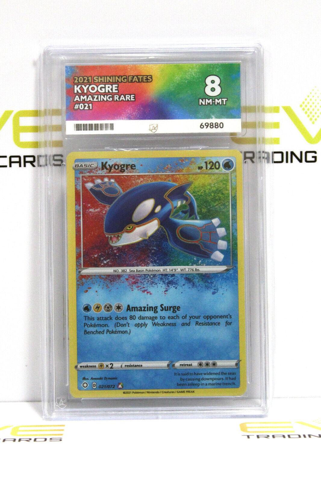 Graded Pokémon Card - #021/072 2021 Kyogre Shining Fates Amazing Rare - Ace 8