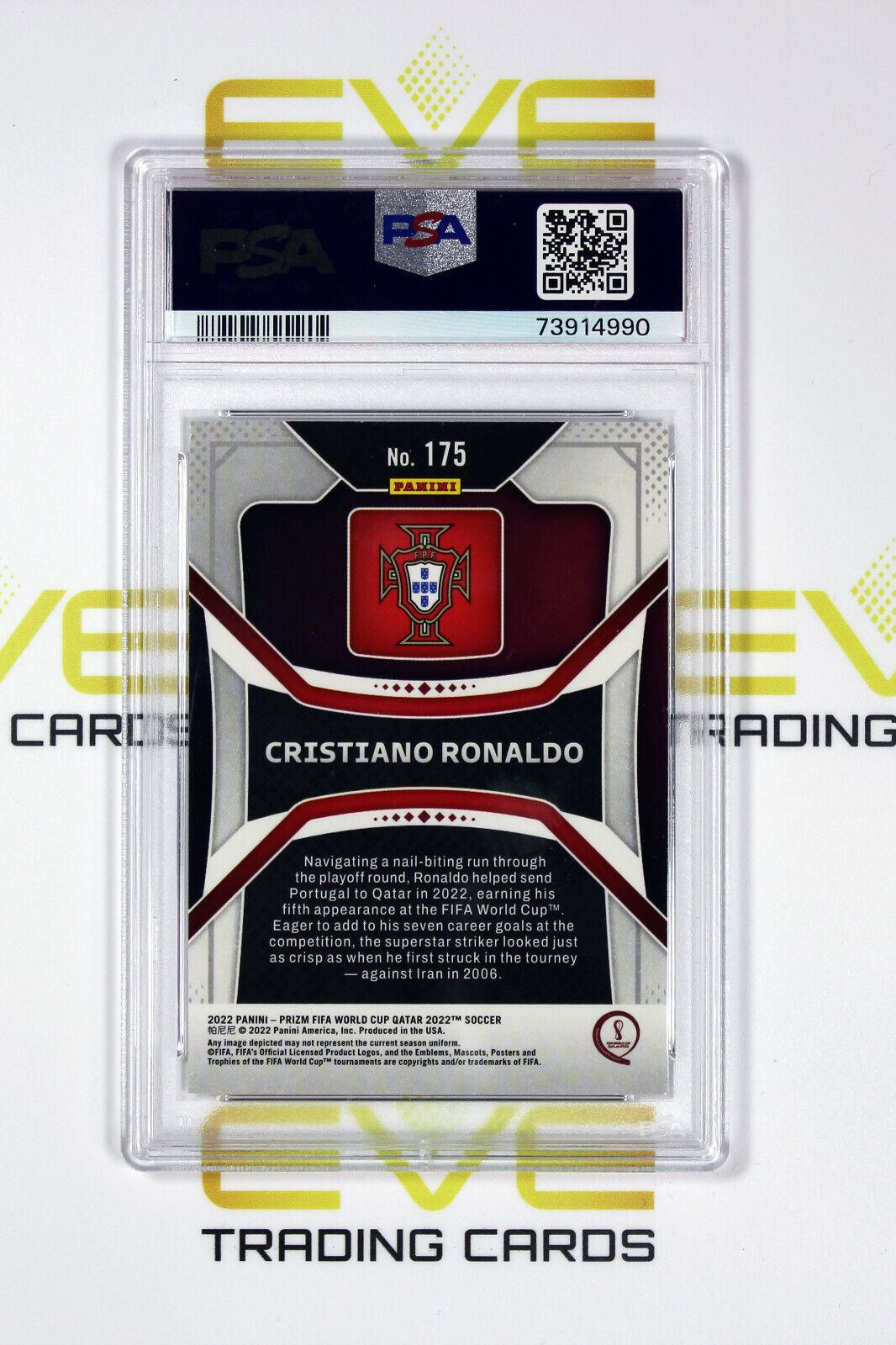 2022 Panini Prizm FIFA Road to World Cup #175 - Cristiano Ronaldo - PSA 10