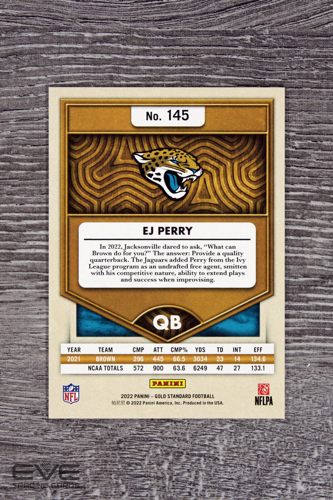2022 Panini Gold Standard NFL Card #145 EJ Perry Jaguars Rookie Card /25 - NM/M