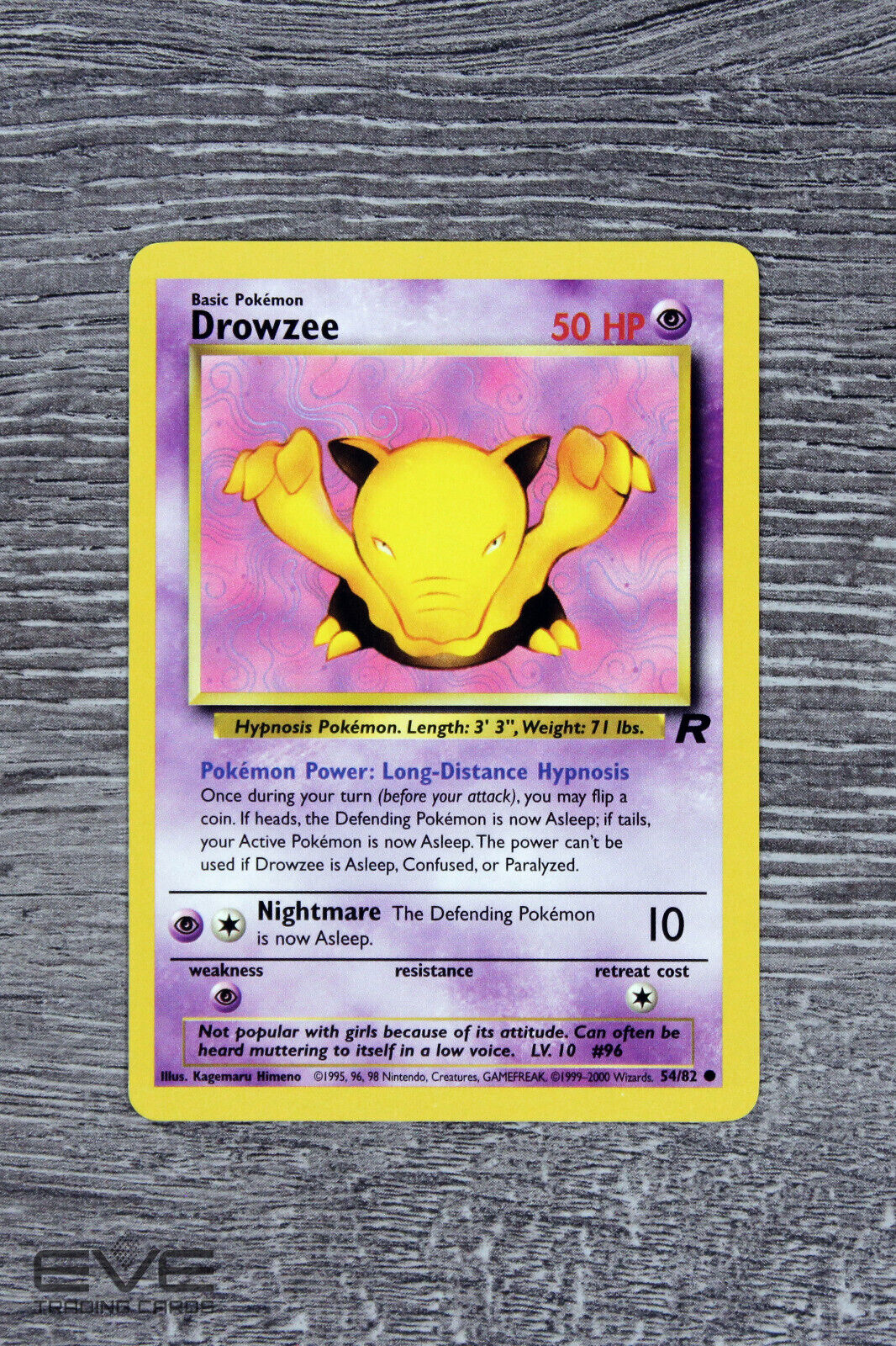 Raw Pokemon Card - #54/82 Drowzee Team Rocket WOTC Vintage 1999-2000 NM/M