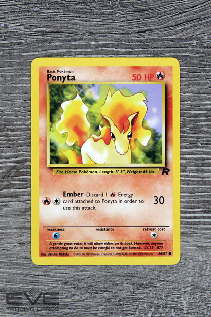 Raw Pokemon Card - #64/82 Ponyta Team Rocket WOTC - Excellent Condition