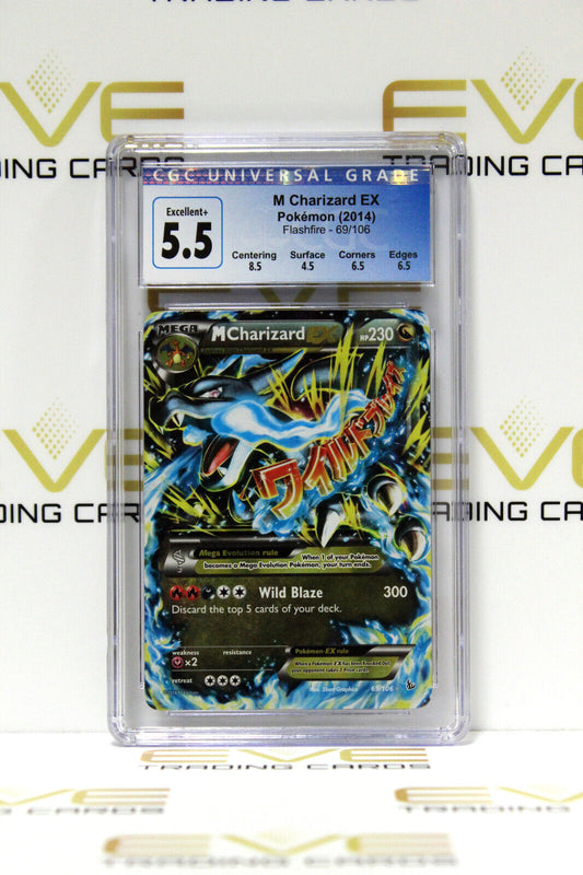 Graded Pokemon Card - #69/106 2014 M Charizard Ex Flashfire - CGC 5.5