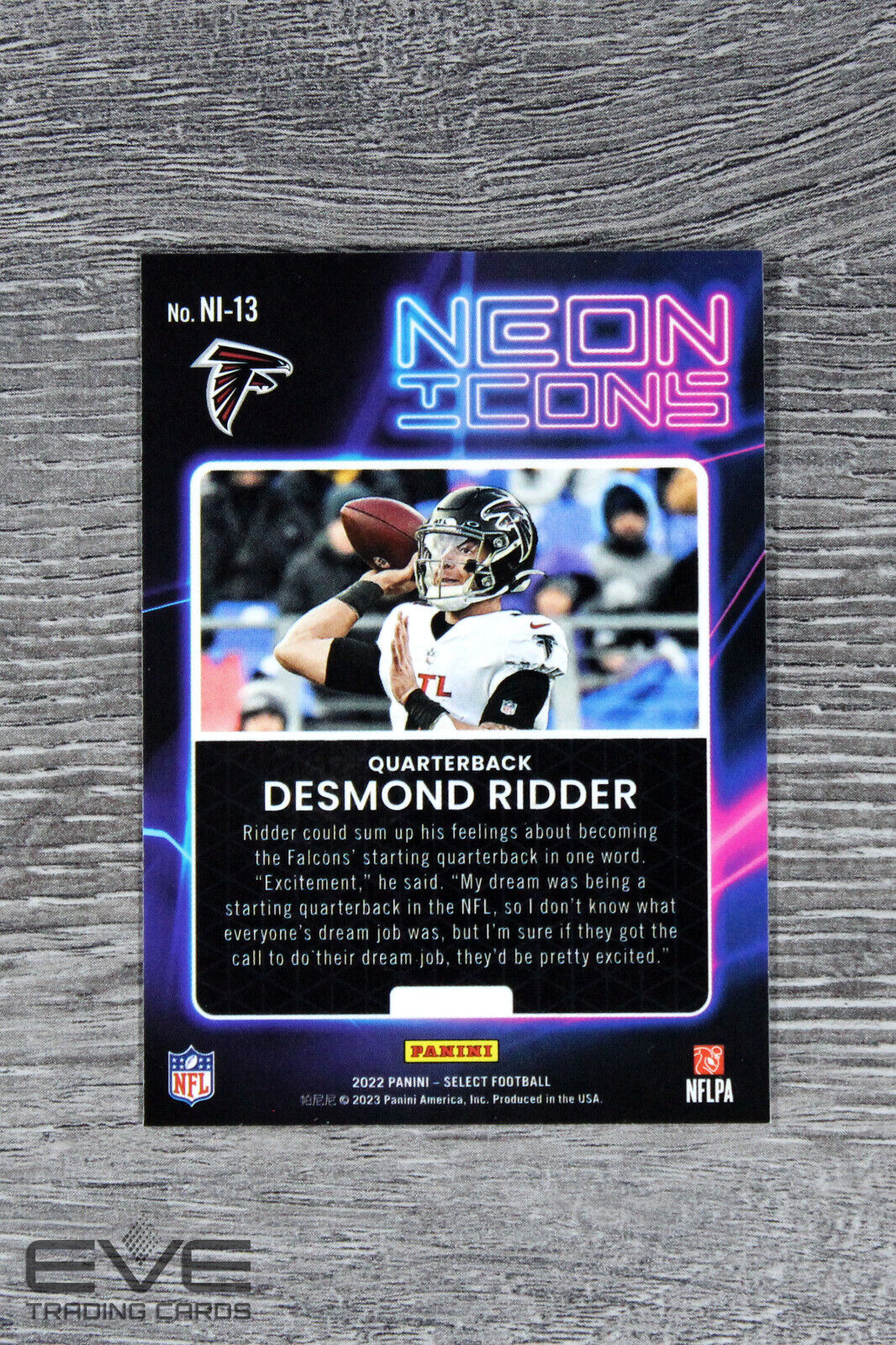 2022 Panini Select Prizm Football NFL Neon Icons Card #NI-13 Desmond Ridder NM/M