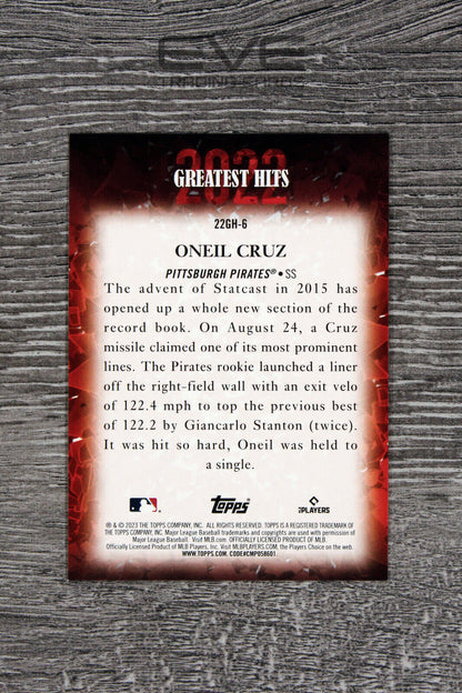 2023 Topps Baseball Card - 22GH-6 Oneil Cruz "2022 Greatest Hits" - NM/M