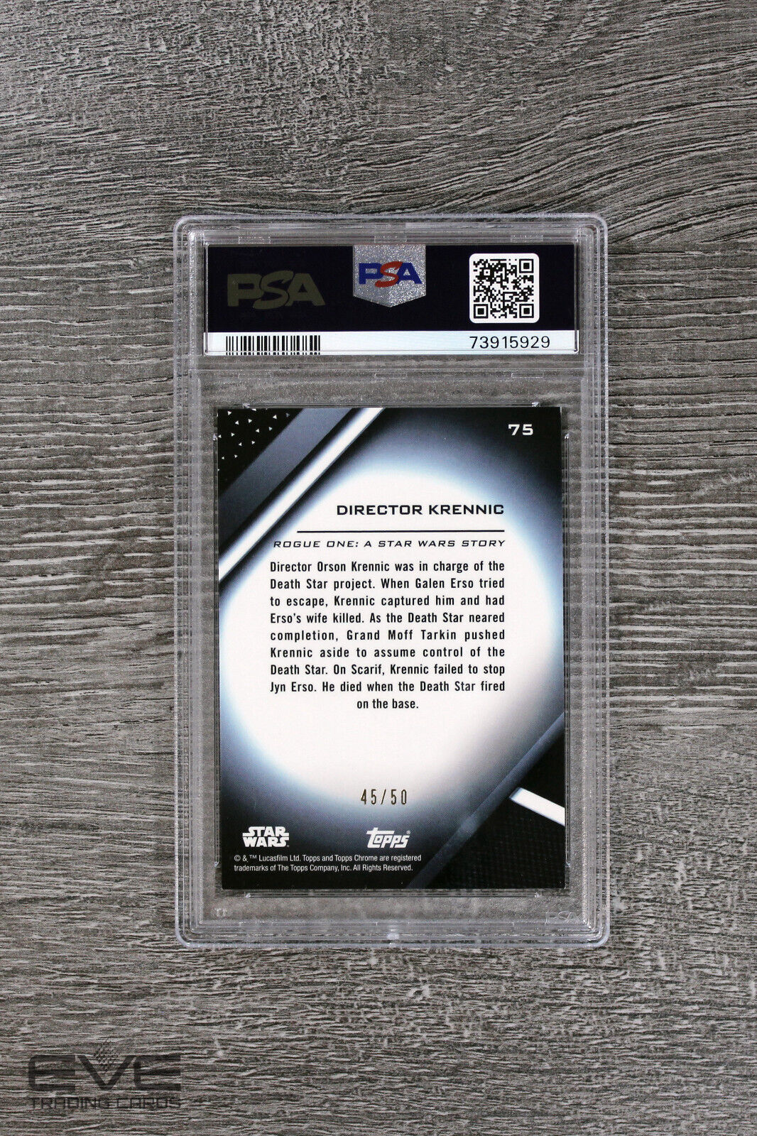 2022 Topps Star Wars Chrome Black #75 Director Krennic Gold Refractor /50 -PSA 8