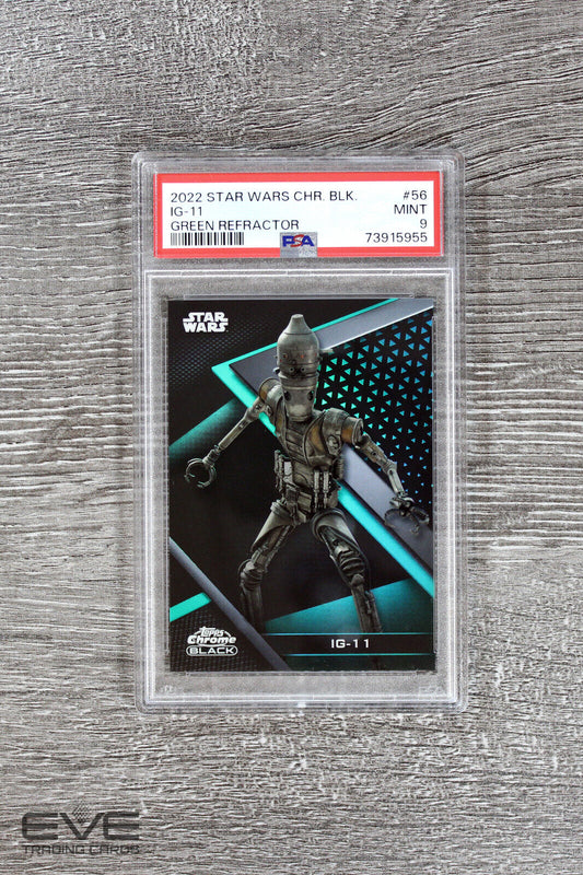 2022 Topps Star Wars Chrome Black #56 IG-11 Green Refractor /99 - PSA 9