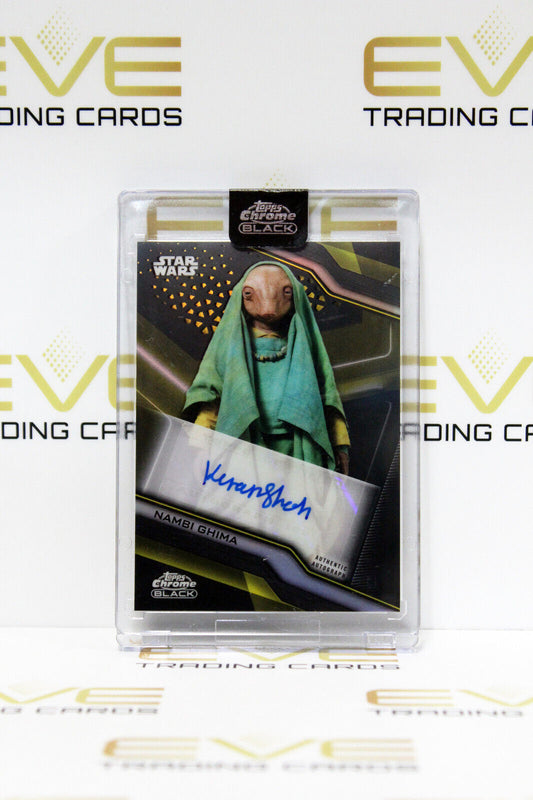 Topps Chrome Black Star Wars Kiran Shah/Nambi Ghima Auto Gold Refractor Card