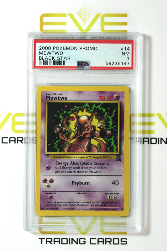 Graded Pokemon Card - #14 2000 Promo Mewtwo Black Star - PSA 7